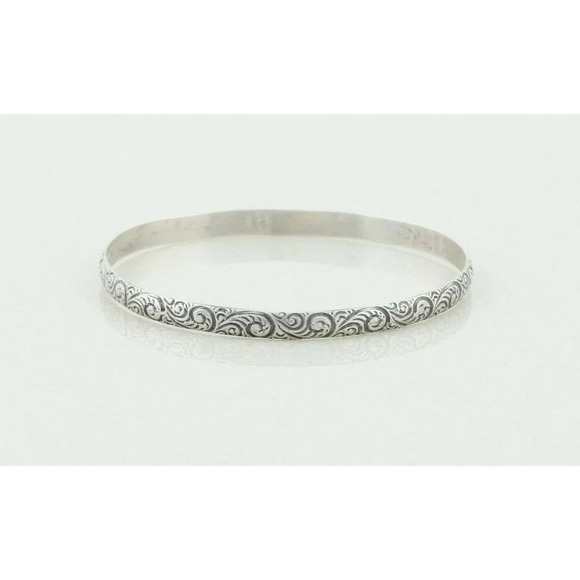 Unbranded Jewelry - Sterling Silver Swirl Pattern Bangle Bracelet 7 3/4" inch